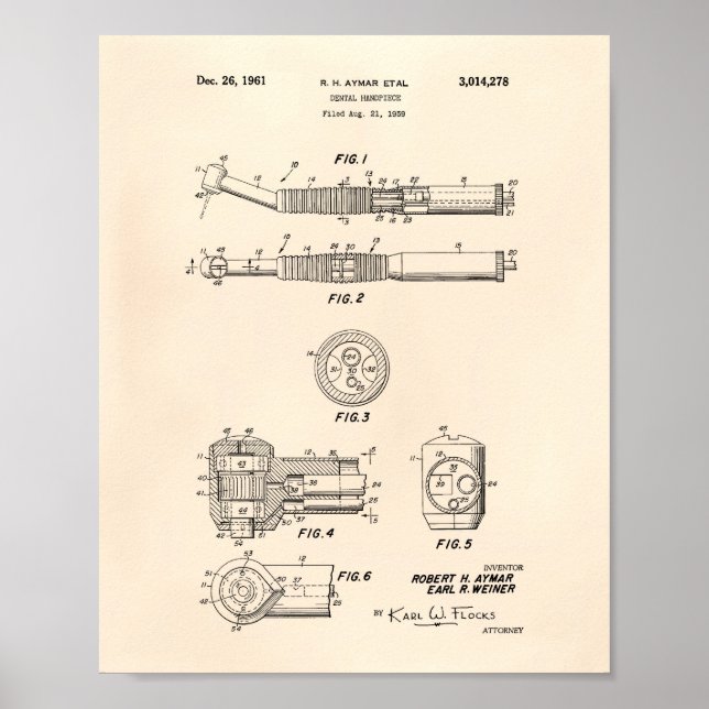 Poster Pièce dentaire 1961 Brevet Art Vieux Poivre (Devant)