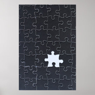Poster Pièce Jigsaw Puzzle manquante noir