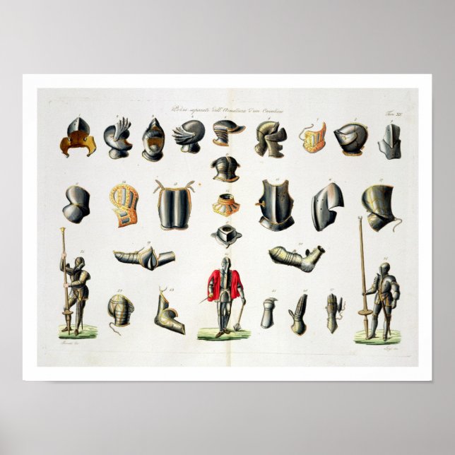 Poster Pièces séparées de l'armure d'un chevalier, assiet (Devant)