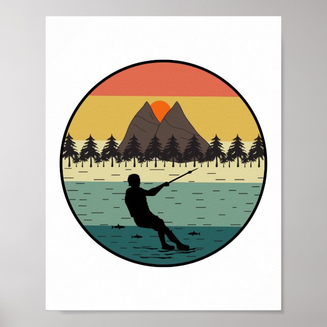 Poster Pied pieds nus ski nautique Motorboat (Devant)