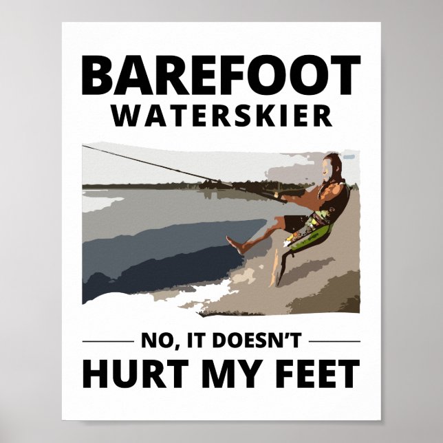 Poster Pied pieds nus ski nautique Motorboat (Devant)