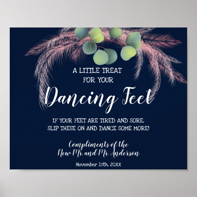 Poster Pieds dansants Flip Flops Mariage Pampas Grass (Devant)