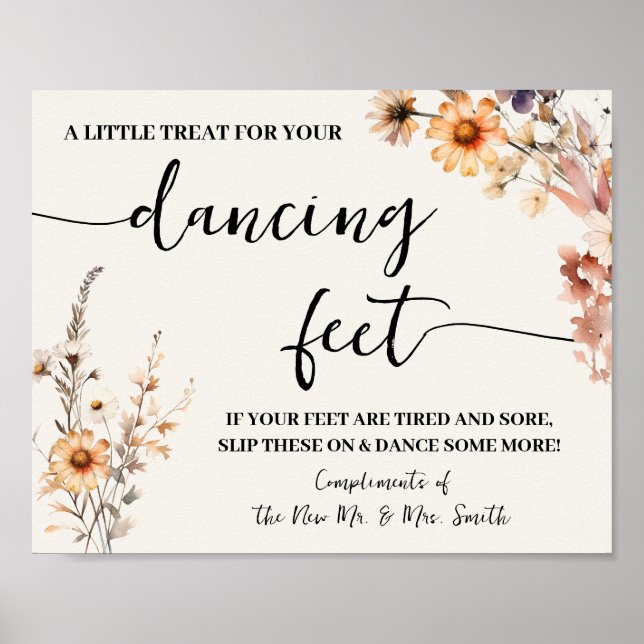 Poster Pieds de danse Flip Flops Mariage Automne Fleurs s (Devant)