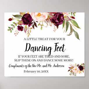 Poster Pieds de danse Flip Flops Mariage MarsalaFlower Si