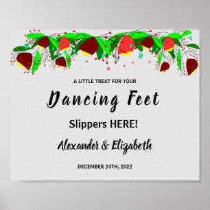Poster Pieds de danse tongs   Panneau Mariage de fleurs