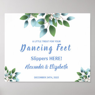 Poster Pieds de danse tongs   SYMBOLE Mariage Eucalyptus