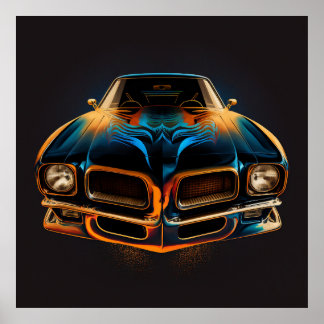 Poster Piège à feu Pontiac classique en silhouette avec/n