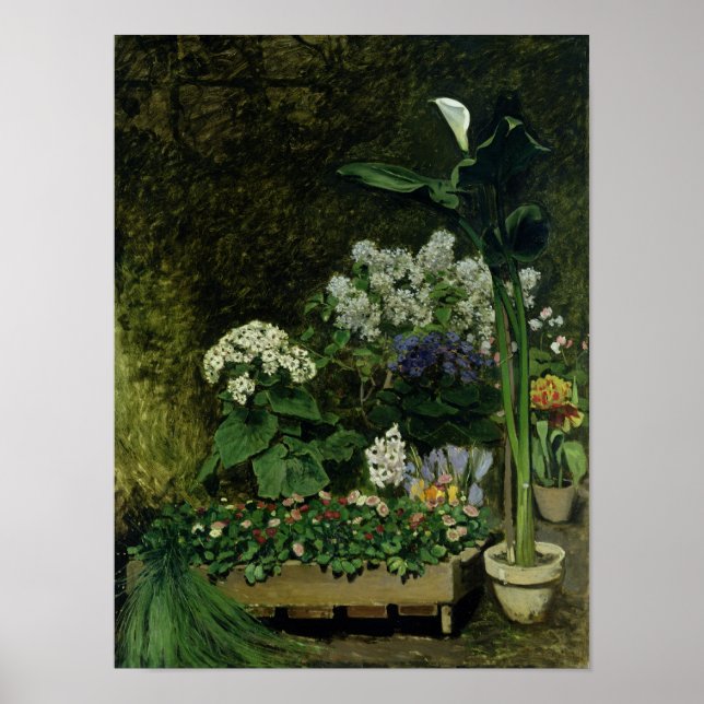 Poster Pierre A Renoir | Fleurs dans une serre (Devant)