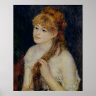 Poster Pierre A Renoir   Jeune femme lui tressant les che