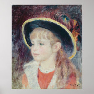 Poster Pierre A Renoir   Jeune fille dans un Casquette bl