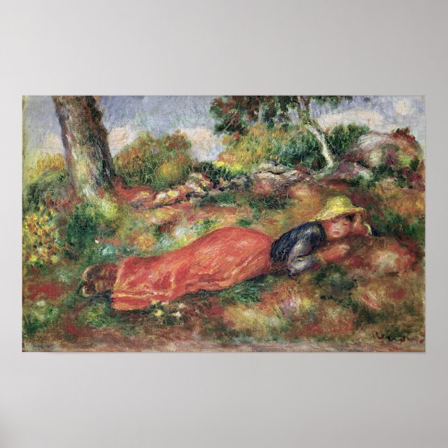 Poster Pierre A Renoir | Jeune fille qui dort sur l'herbe (Devant)