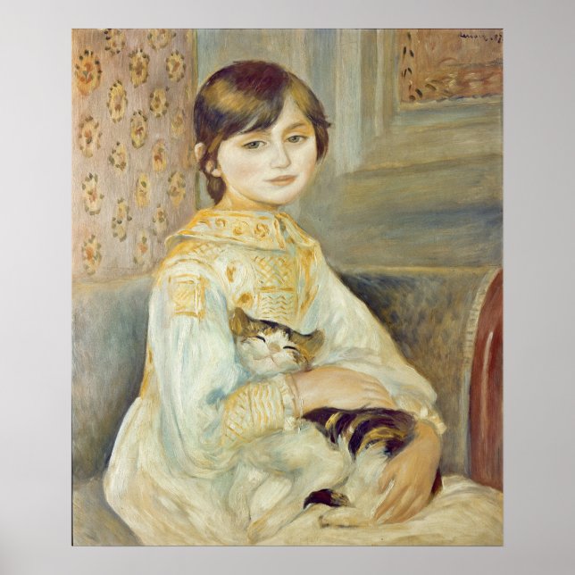 Poster Pierre A Renoir | Julie Manet avec chat (Devant)