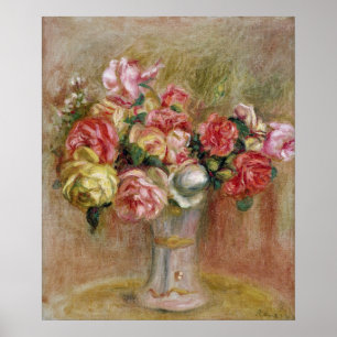 Poster Pierre A Renoir   Roses dans un vase Sevres