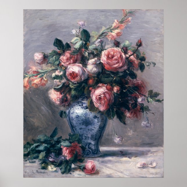 Poster Pierre A Renoir | Vase de Roses (Devant)