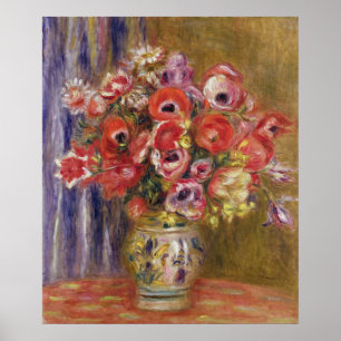 Poster Pierre A Renoir   Vase de tulipes et d'anémones