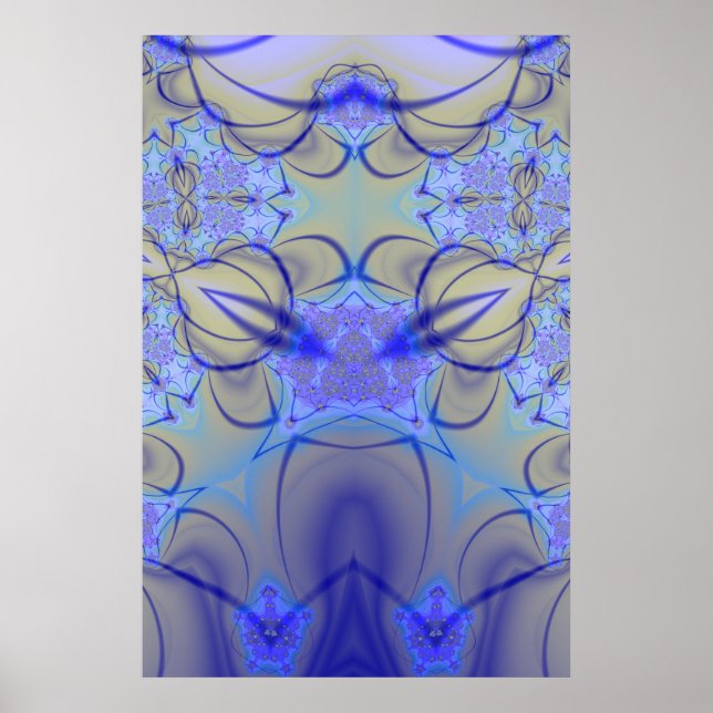 Poster Pierre | Art fractal violet et jaune (Devant)