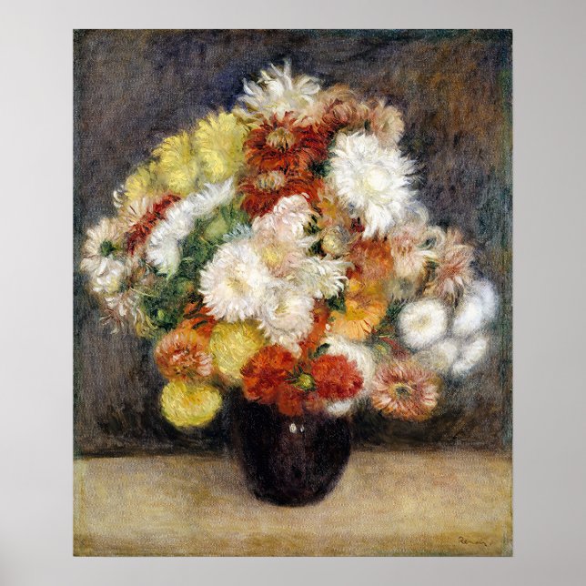 Poster Pierre-Auguste Renoir Bouquet de Chrysanthèmes (Devant)
