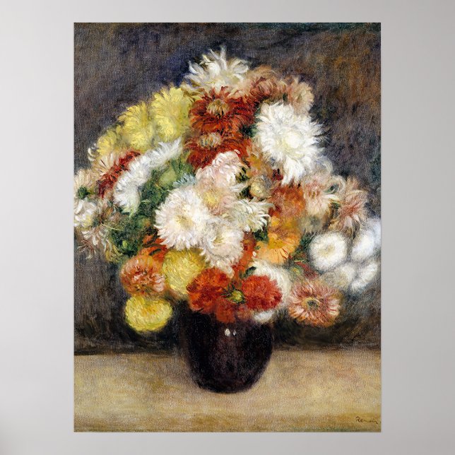 Poster Pierre-Auguste Renoir Bouquet de Chrysanthèmes (Devant)