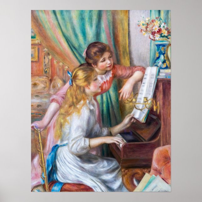 Poster Pierre Auguste Renoir - Jeunes filles au piano (Devant)