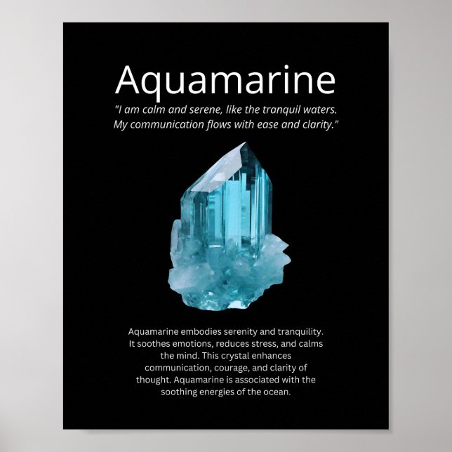 Poster Pierre cristalline Aquamarine Signifie (Devant)