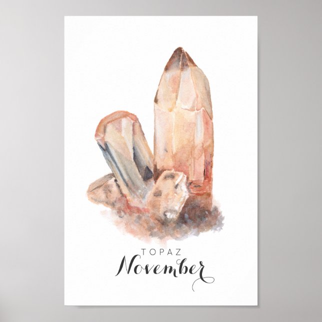 Poster Pierre de naissance de novembre - Aquarelle de Top (Devant)
