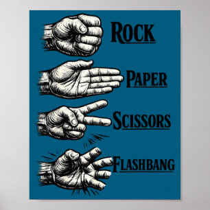 Poster Pierre feuille ciseaux flashbang drôle gamer mème 