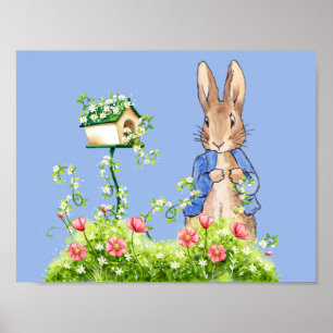 Poster Pierre le lapin dans son jardin
