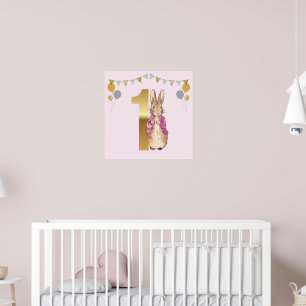 Poster Pierre le lapin rose Veste premier anniversaire