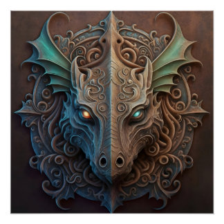 Poster Pierre médiévale Gargoyle Dragon Carturage