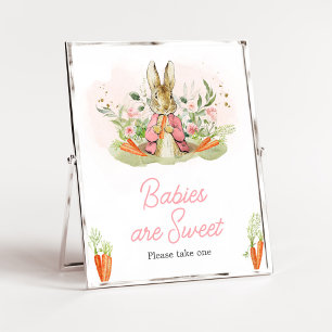 Poster Pierre rose lapin Baby shower Les bébés sont doux