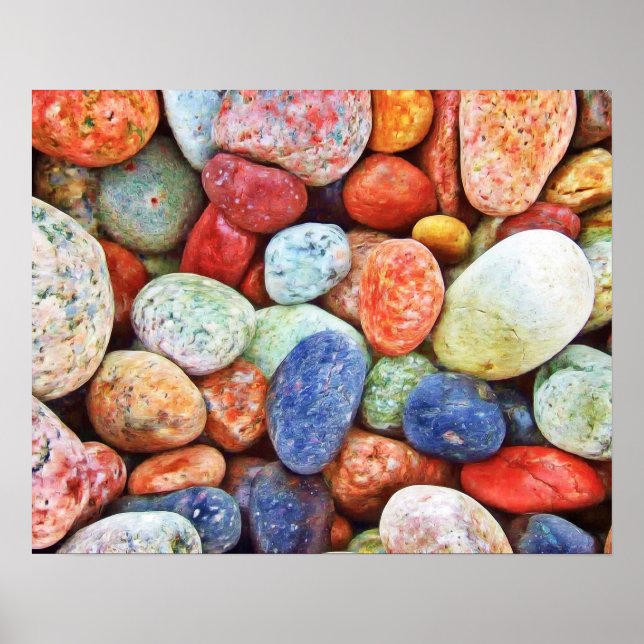 Poster Pierres colorées - Rivière Rocks Peinture (Devant)