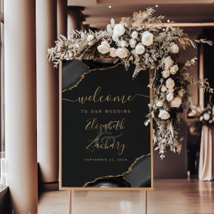 Poster Pierres d'Agate Or Noire 20x28 Bienvenue Mariage