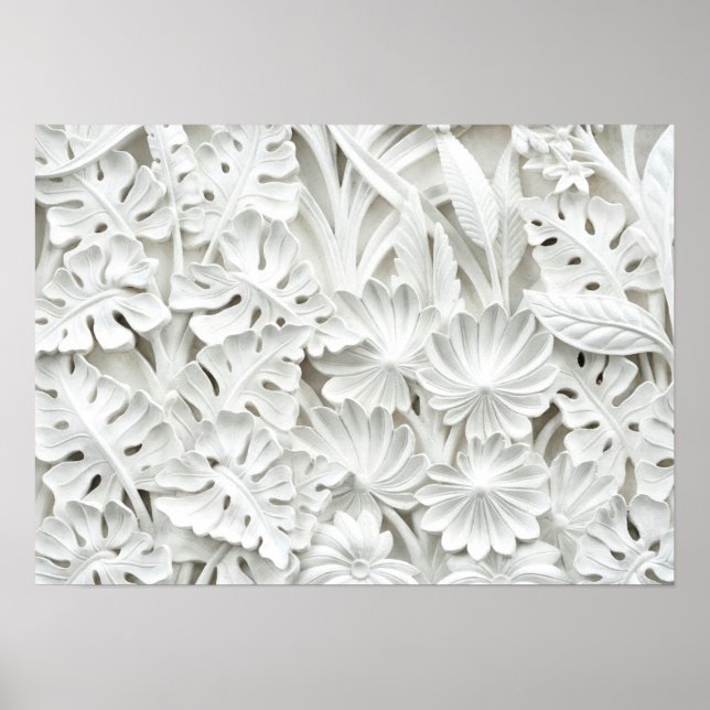 Poster Pierres en motif feuille et fleur (Devant)