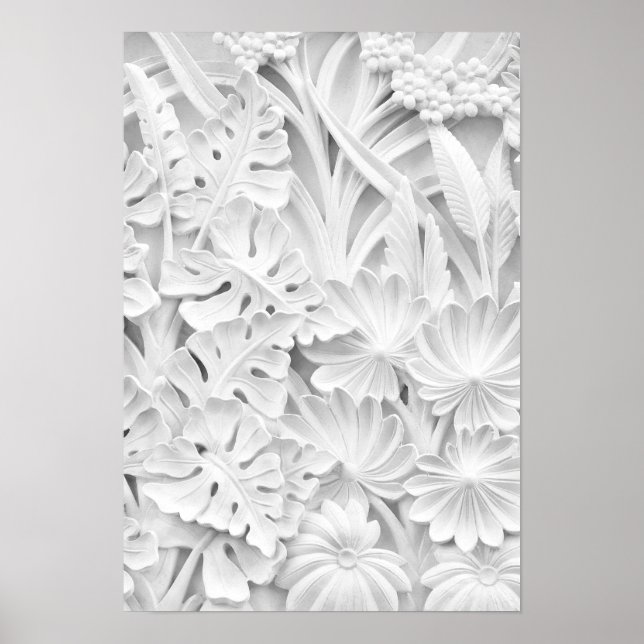 Poster Pierres en motif feuille et fleur (Devant)