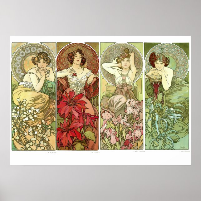 Poster Pierres précieuses Art Nouveau par Alphonse Mucha (Devant)