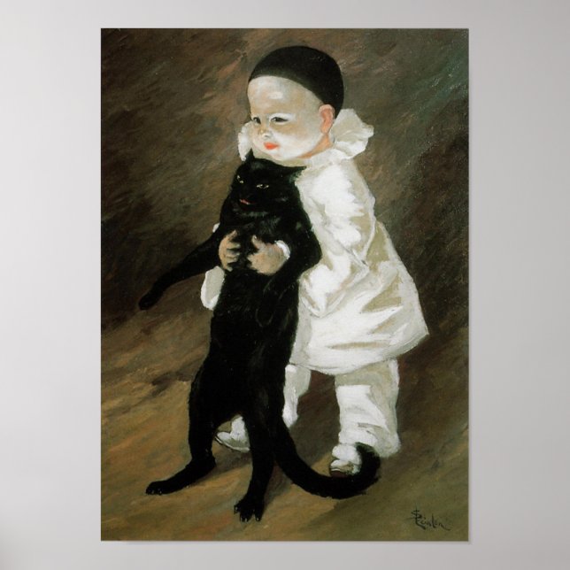 Poster Pierrot avec chat, Alexandre Steinlen (Devant)