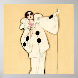 Poster Pierrot avec rose rose par Sophia Chiostri