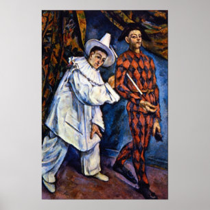 Poster Pierrot et harlequin, mardi gras par Paul Cezanne