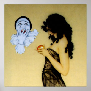 Poster "Pierrot et tentation" par Raphael Kirchner