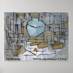 Poster Piet Mondrian à vie morte avec Gingerpot II