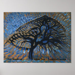 Poster Piet Mondrian Apple Tree Pointilliste Version