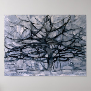 Poster Piet Mondrian Célèbre Peinture L'Arbre Gris