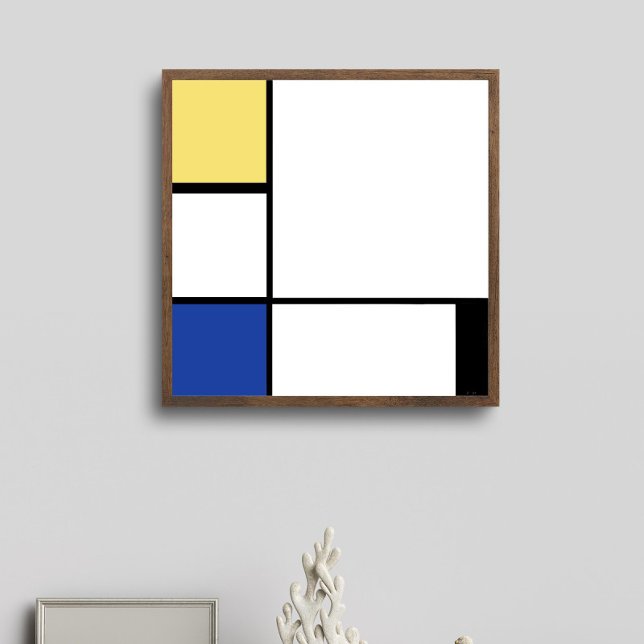 Poster Piet Mondrian - Composition Abstrait géométrique (Composition in Yellow, white and black by Piet Mondrian)
