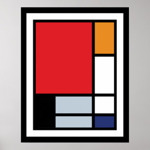 Poster Piet Mondrian - Composition avec grand plan rouge