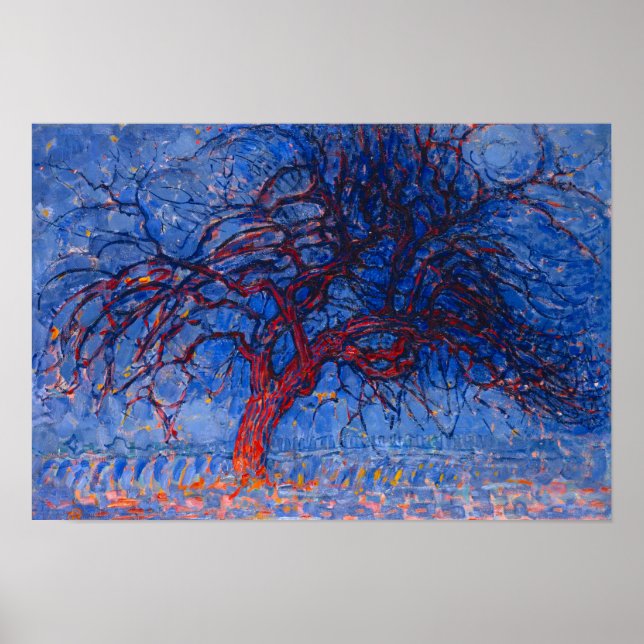 Poster Piet Mondrian Peinture de l'arbre rouge (Devant)
