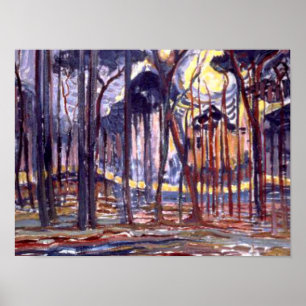 Poster Piet Mondrian peinture, Forêt