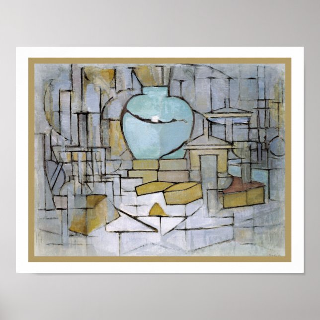 Poster Piet Mondrian - Vie Toujours Avec Pot De Gingembre (Devant)
