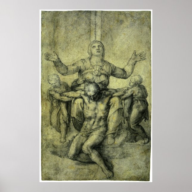 Poster Pieta pour Vittoria Colonna par Michelangelo (Devant)