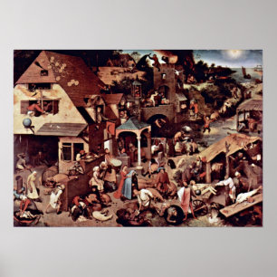 Poster Pieter Bruegel l'Ancien - Les proverbes hollandais