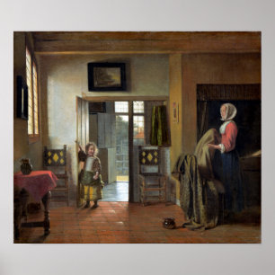 Poster Pieter de Hooch la chambre à coucher